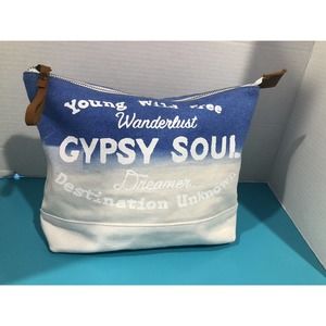 Gypsy Soul Cotton Canvas Zippered Makeup Bag Toiletry Organizer